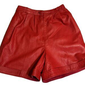 Vintage 80s~ Leather Tone~ RED Leather Shorts~Super Soft~Size Small